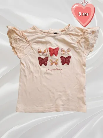 T-shirt papillons fille 8 ans