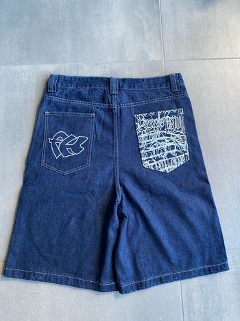 Short / Jort Baggy large en jean avec motifs brodés - Taille M