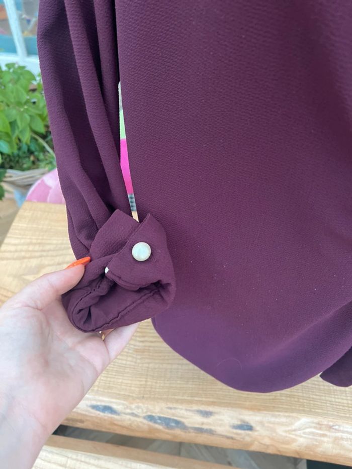 Chemisier blouse cache cœur bordeaux femme akoz de toi collection - photo numéro 4