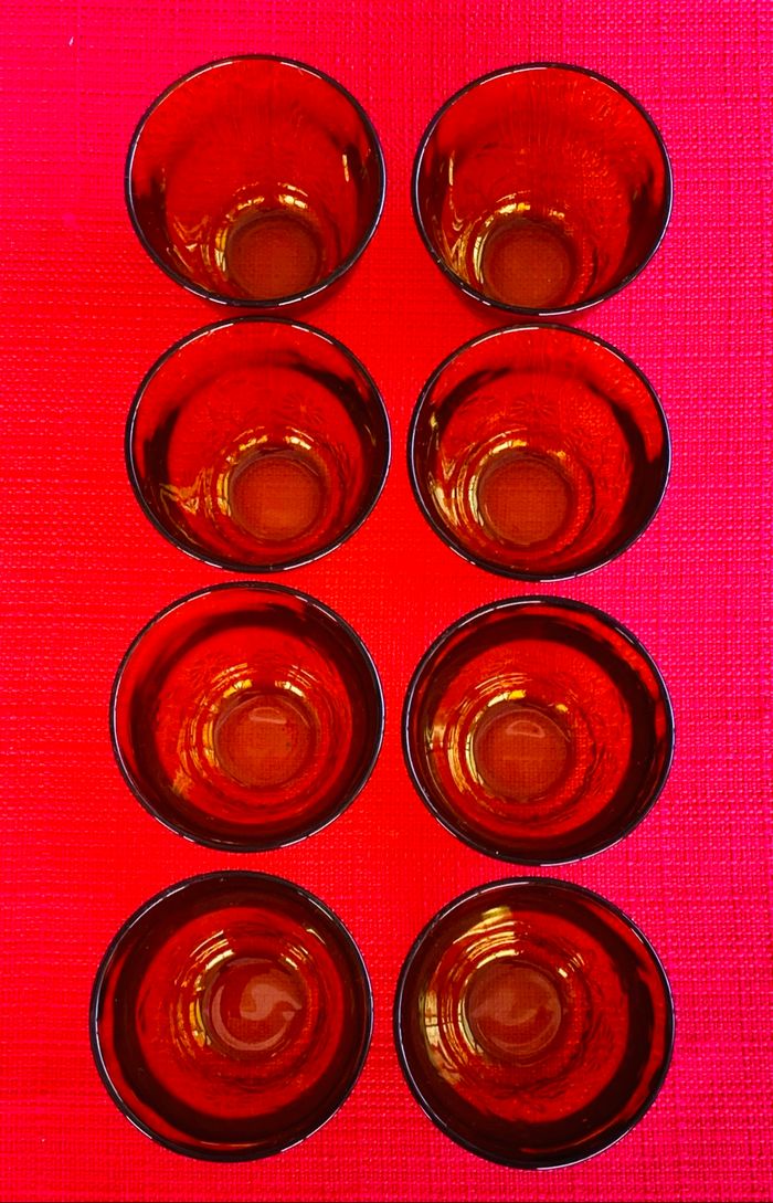 Set 8 verres en verre marron ambré Vereco France - photo numéro 2