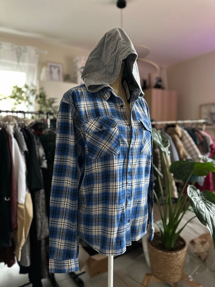 Veste chemise IKKS à carreaux avec capuche amovible – T.M – Neuve - photo numéro 2