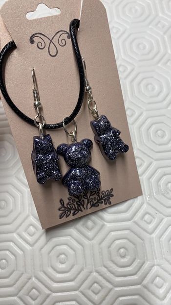 Parure collier et boucles d’oreilles ourson 🐻