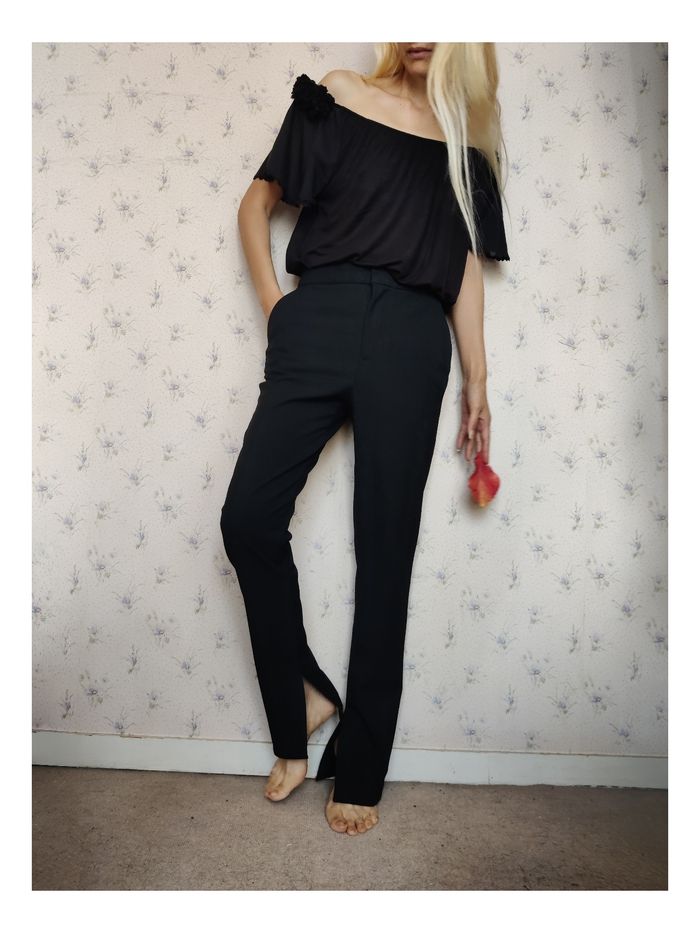 Pantalon noir taille S/36 Zara fendu style chic - photo numéro 5