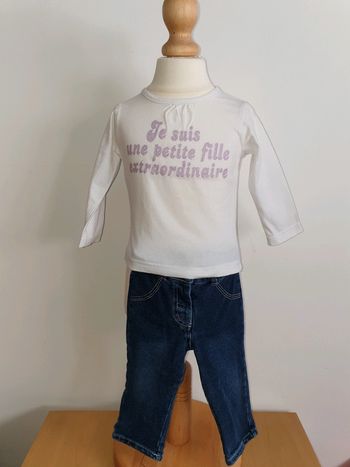 Ensemble T-shirt manches longues Kimbaloo et jean Orchestra 12 mois