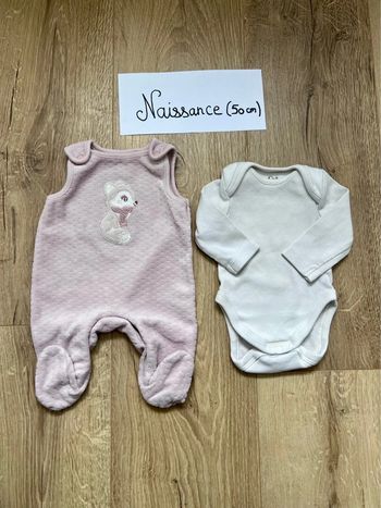 Ensemble grenouillère body + salopette naissance