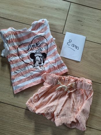Ensemble été fille 2 ans short et Tee-shirt 