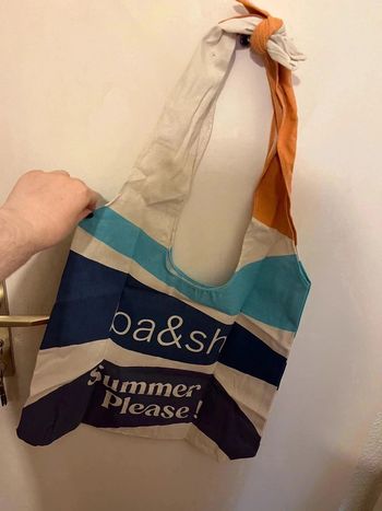 Tote bag toile  bash bleu beige neuf