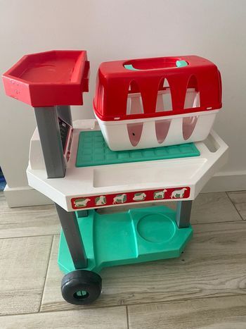Chariot table clinique vétérinaire + mallette de transport jouet enfant