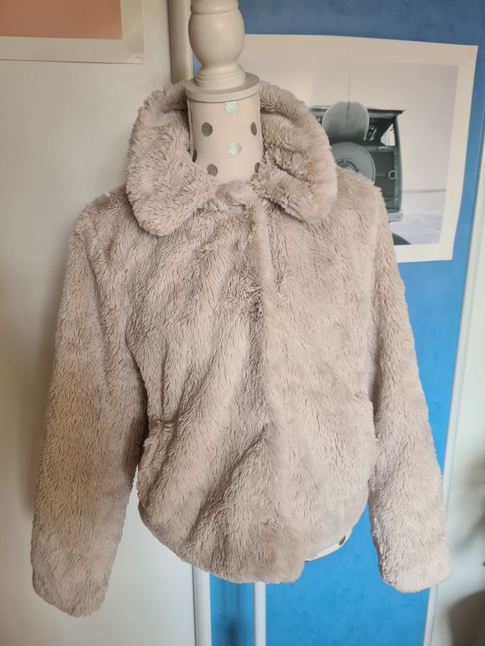 Veste fausse fourrure beige / Taille S - photo numéro 3