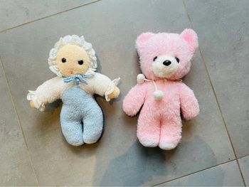 Lot peluche ancienne nounours et grelot