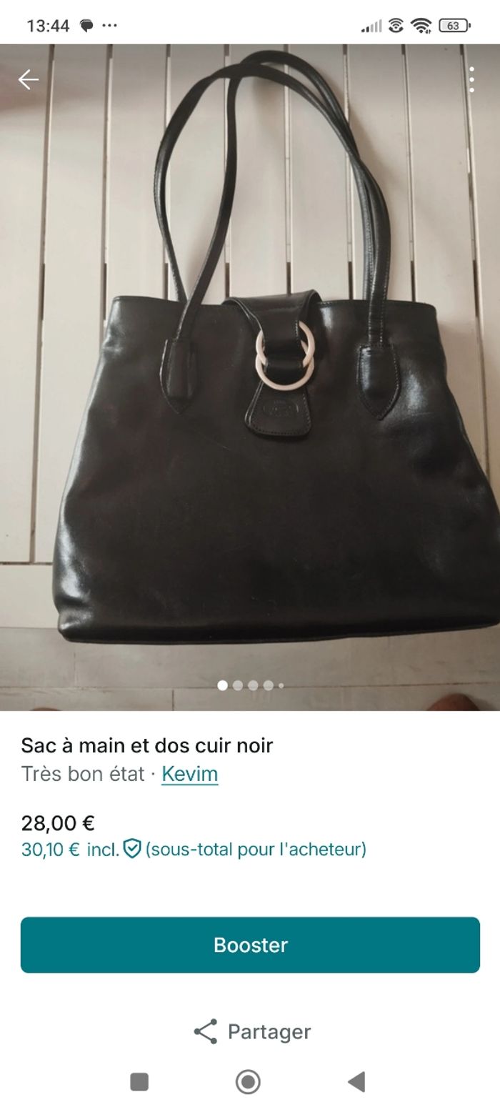 Sac à main et dos cuir noir - photo numéro 3