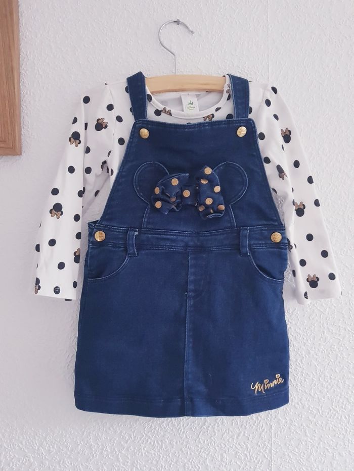 C&A - Disney - Ensemble salopette jupe en jean + tee-shirt manches longues