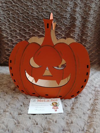 Panier en bois citrouille Halloween