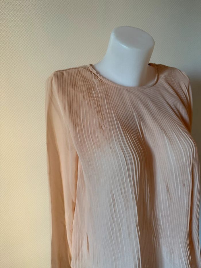 Blouse plissé en très bon état taille L rose pale Zara - photo numéro 2