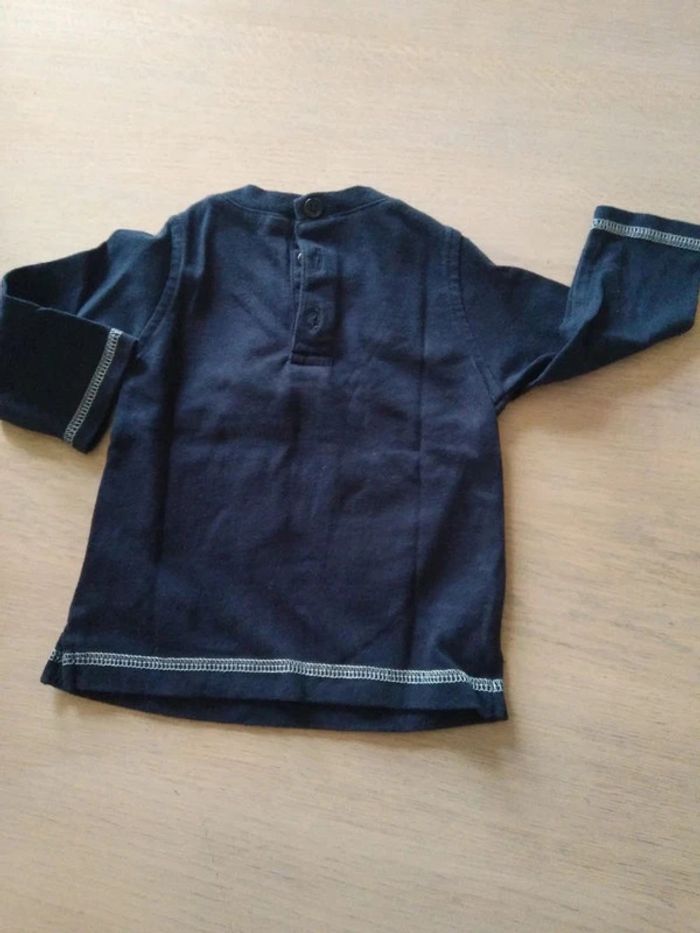 Tee-shirt bleu marine 6 mois - photo numéro 4