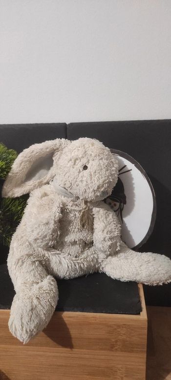 peluche doudou et compagnie lapin grande blanc bleu gris Beige Crème