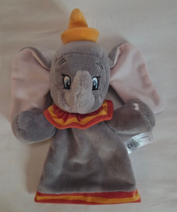 Doudou plat Éléphant Dumbo - Col orange et jaune - Disney