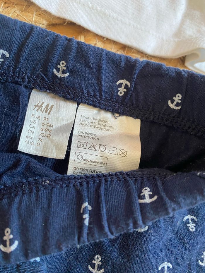 Lot été six mois barboteuse et T-shirt obaibi short H&M - photo numéro 5