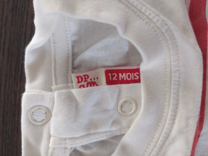 T-shirt été manche courte DPAM 12 mois pirate marinière rouge et blanc - photo numéro 3