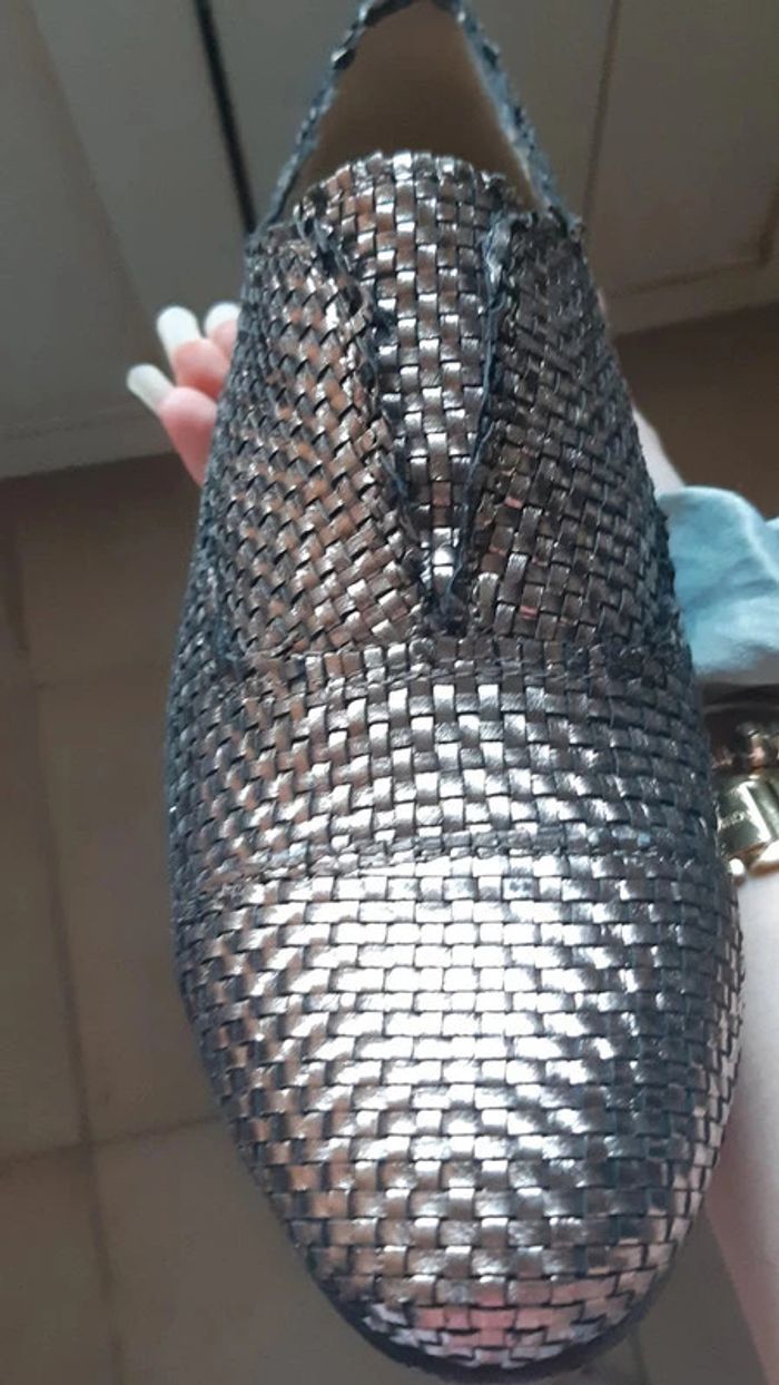 sublime chaussure couleur acier en cuir tressé "marque "café noir"pointure38 - photo numéro 8