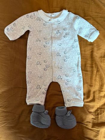 Ensemble combinaison et chausson 3 mois tartine et chocolat