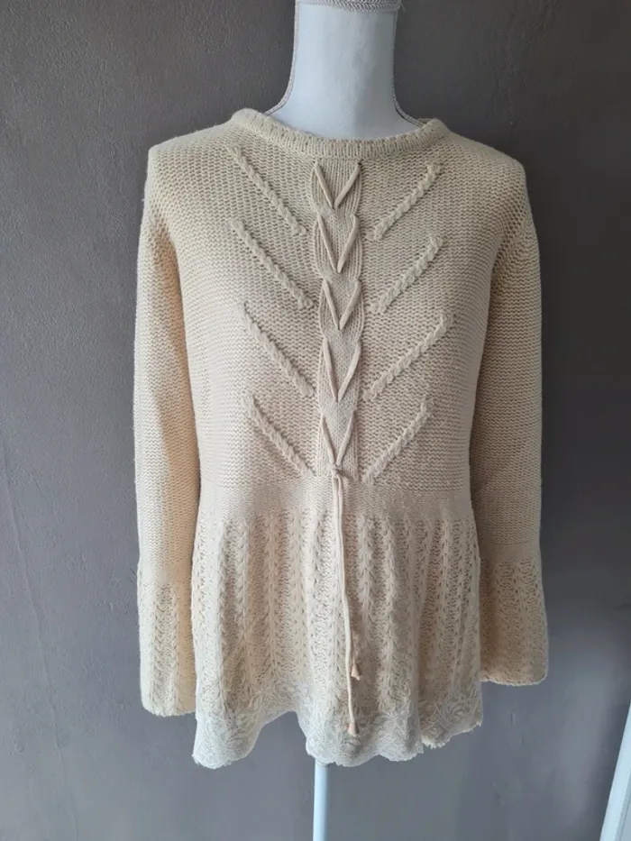Pull beige laine