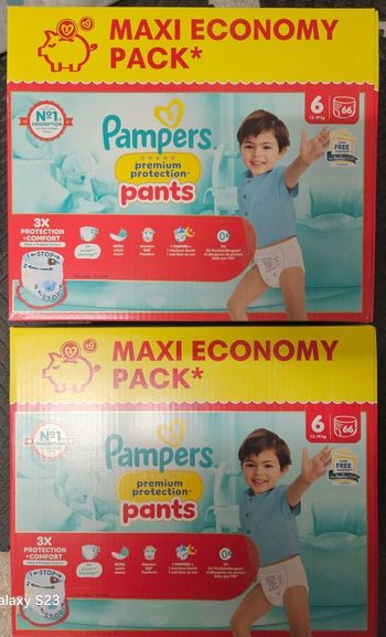 2 cartons de couches pampers pants premium taille 6