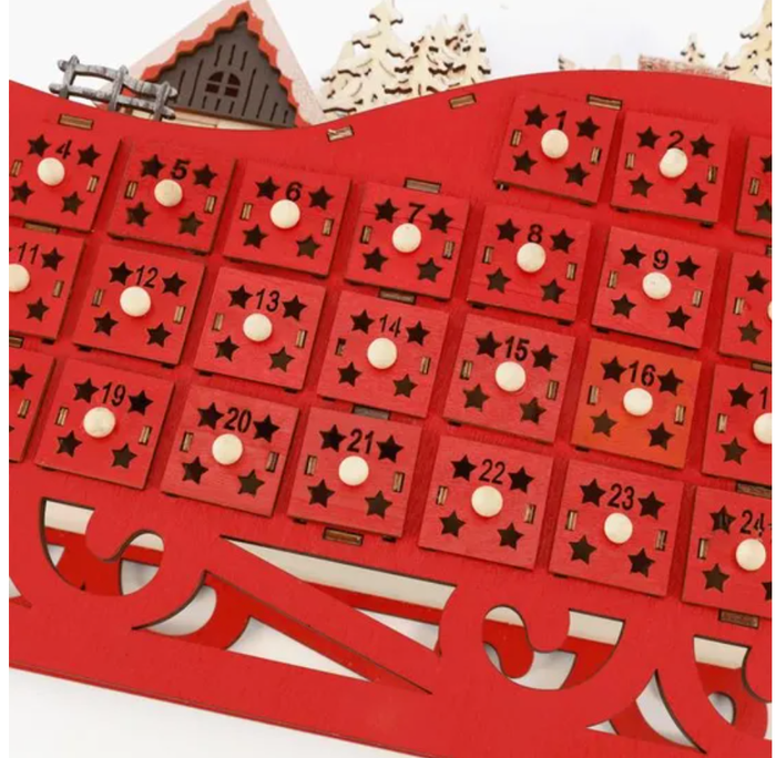 Noël Calendrier de l'avent en bois avec LED et 24 tiroirs NEUF 100% - photo numéro 4