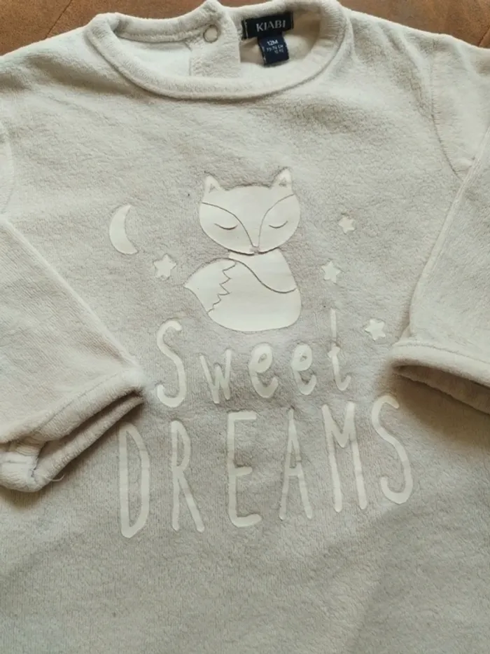 Pyjama velours 1 pièce garçon 12 mois - photo numéro 2