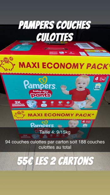 188 couches culottes Pampers Taille 4
