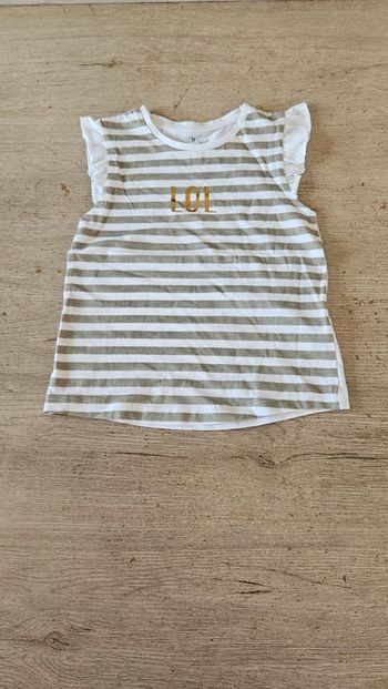 Blouse sans manche blanche à ligne grise, Zy Girl, 4/5 ans, neuve