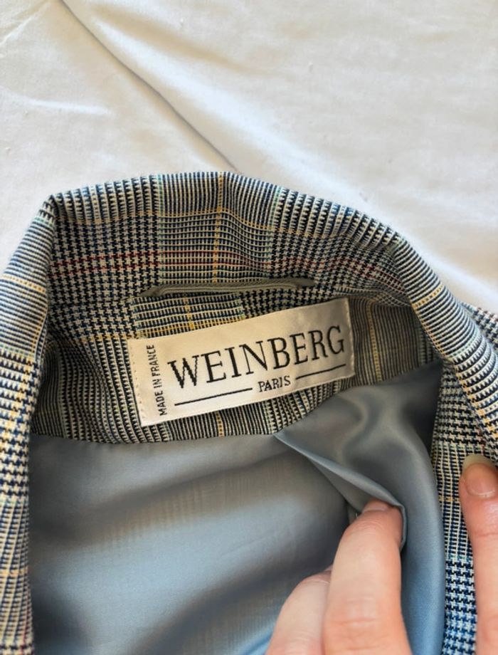 Veste blazer motif prince de galle carreaux gris noir Weinberg Paris vintage 90s taille L/XL - photo numéro 6
