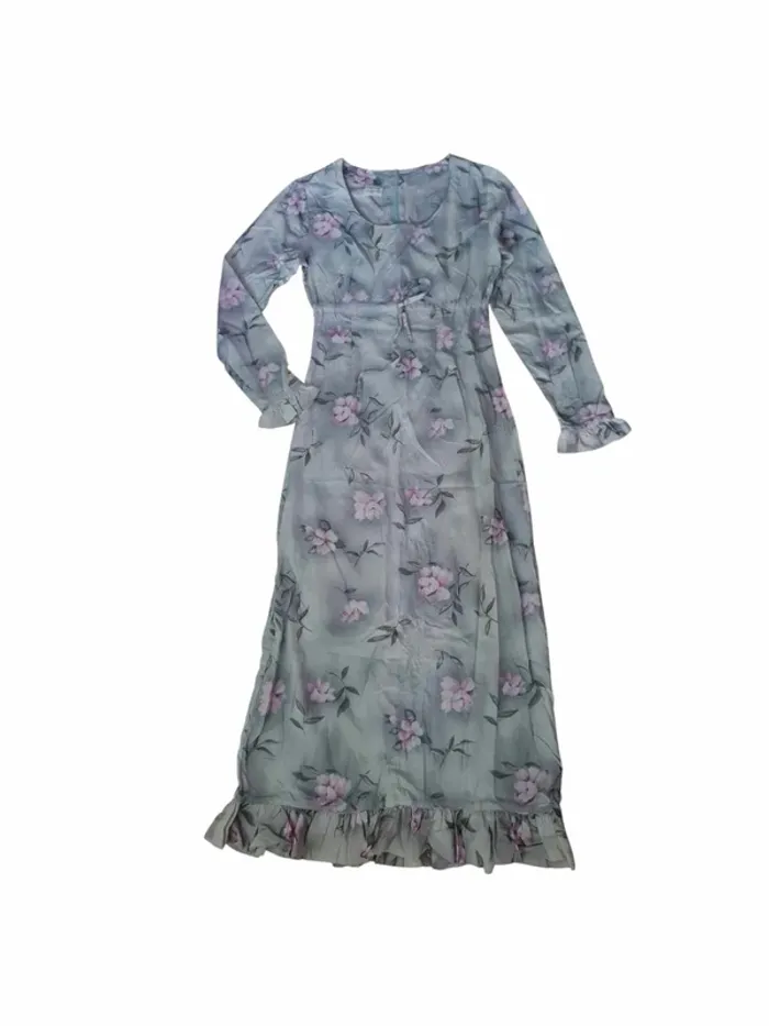 robe florale vintage 100% viscose femme taille 34 - photo numéro 2