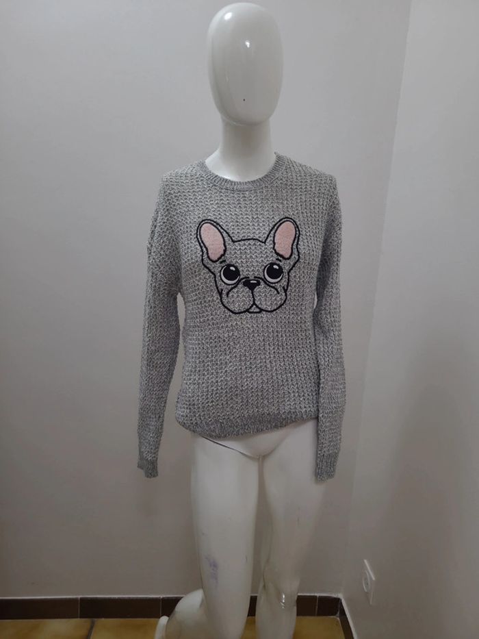 Pull motif bouldogne français taille M