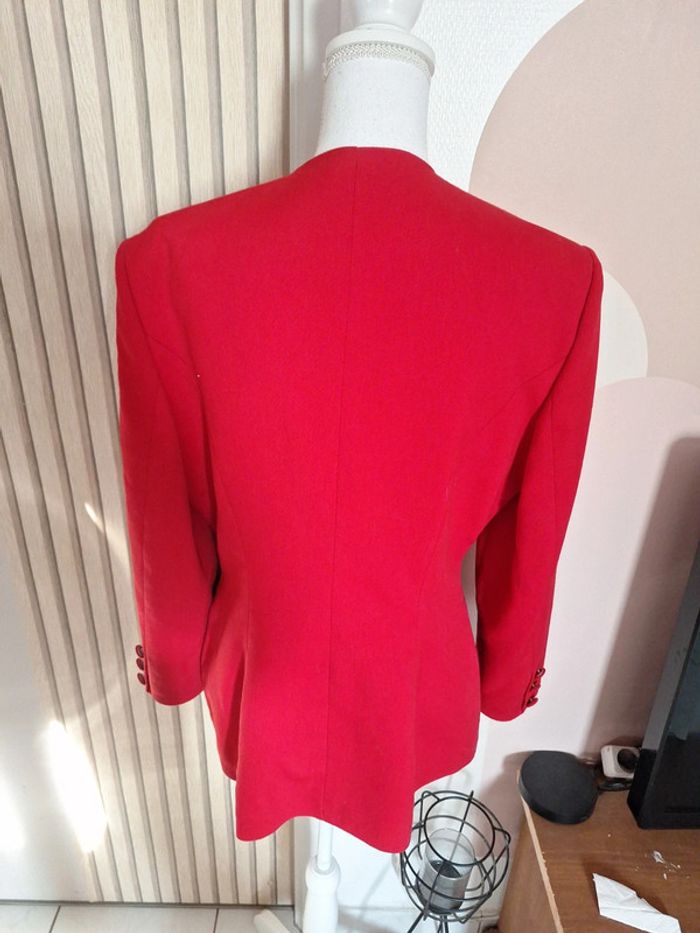Veste vintage Karess Paris – rouge avec détails noirs – T 4 (équiv. 40/42) #F42XL-40 - photo numéro 4