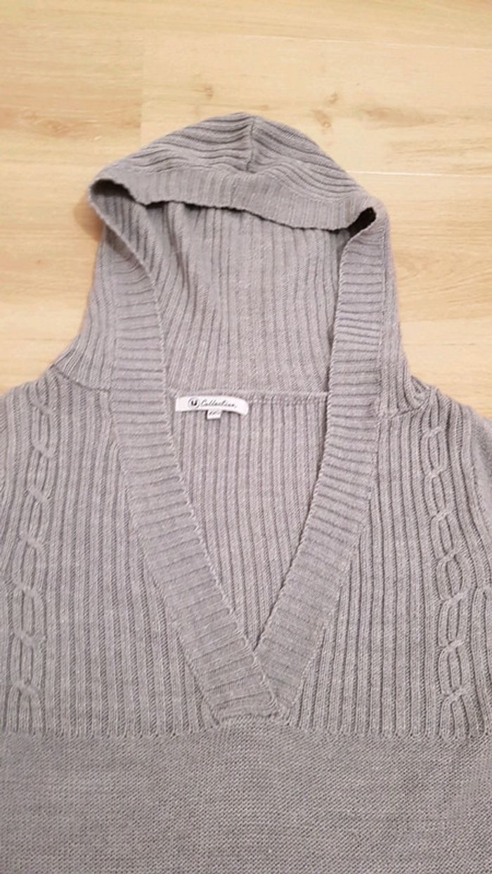 Pull capuche col V manches courtes fille - photo numéro 3