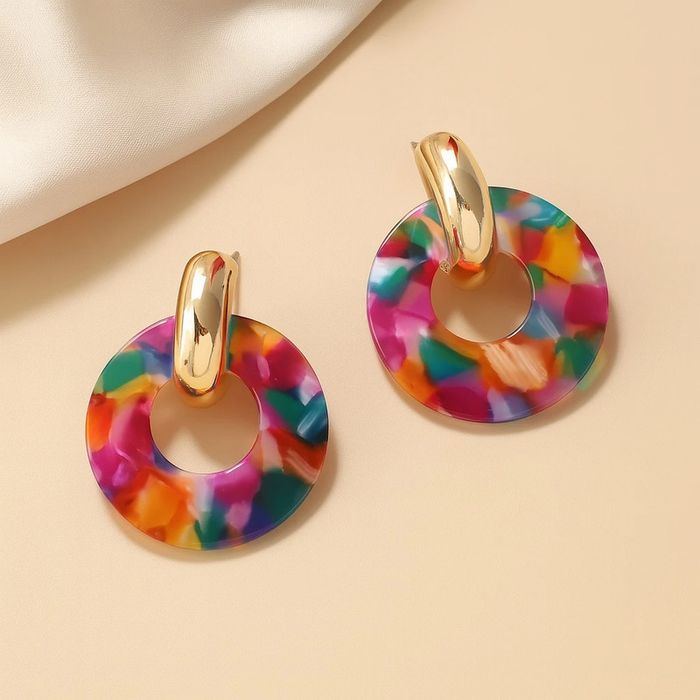🌈 Boucles d’oreilles multicolores rondes – Neuf