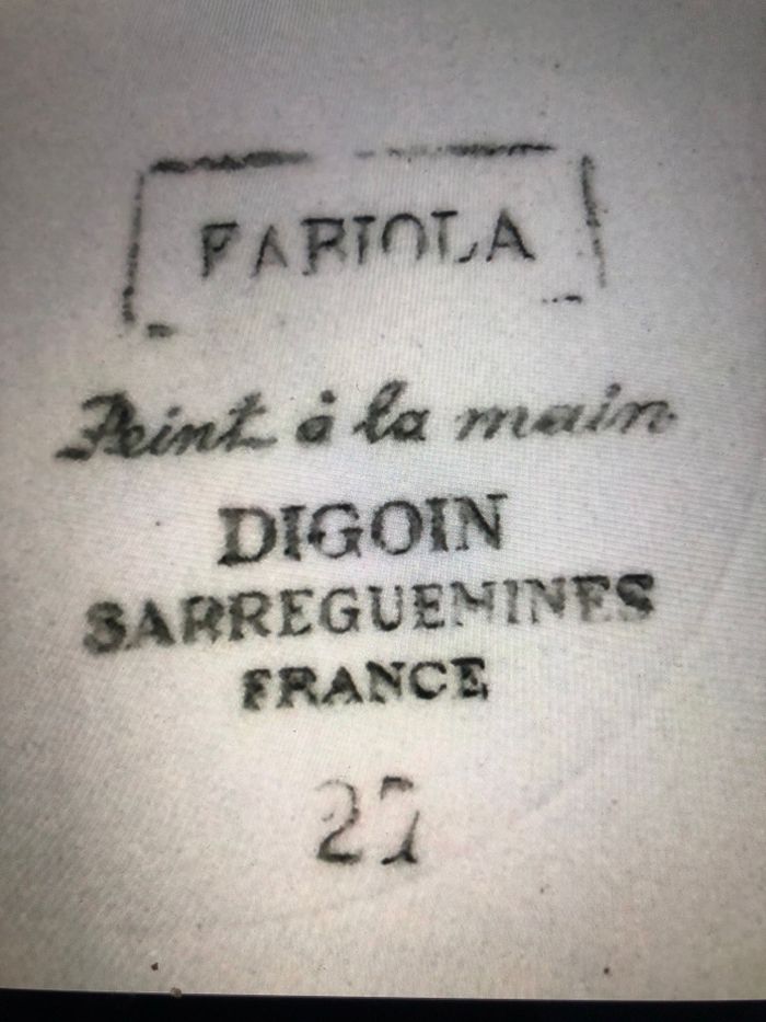 4 assiettes plates peintes à la main  en faience digoin sarreguemines - photo numéro 4