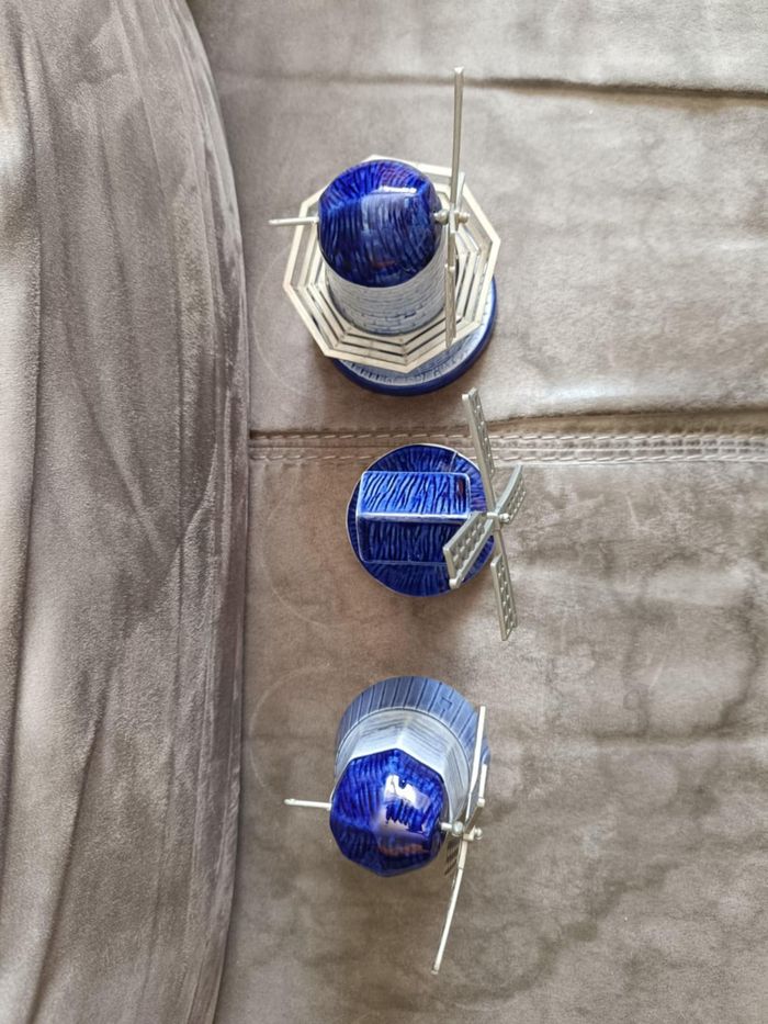 Lot de 3 moulins en céramique bleu de Delft - photo numéro 5