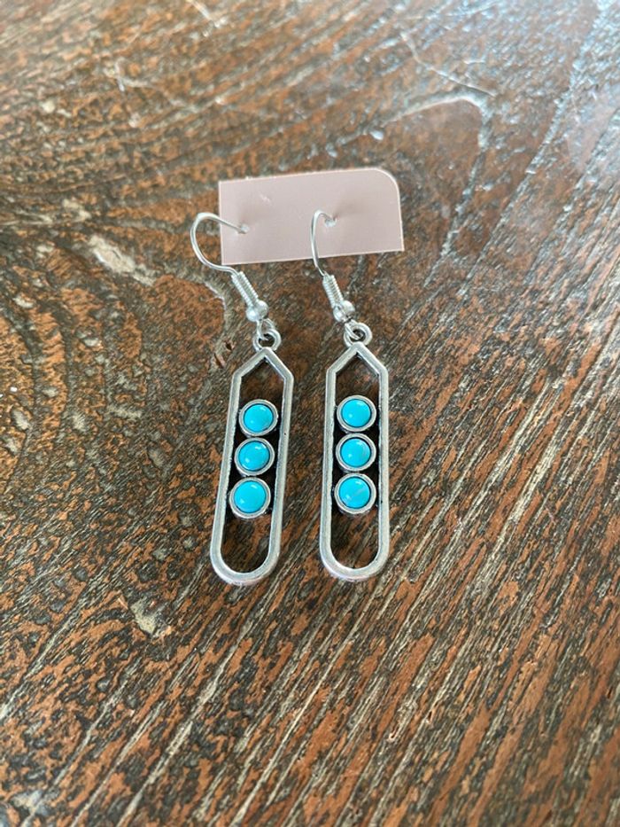 Magnifique paire de boucles d’oreilles avec turquoise - photo numéro 5