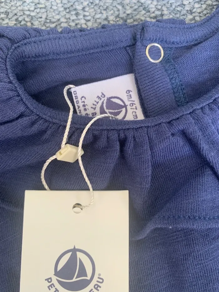 T-shirt bleu marine, col Claudine, Petit Bateau - photo numéro 2