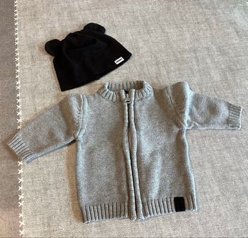Gilet zippé et bonnet coton 3 mois