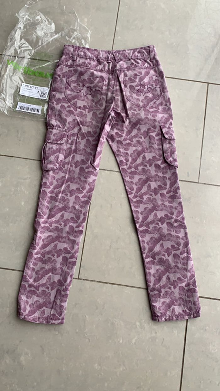 Pantalon toile violet papillons 🦋 8 ans Vertbaudet - photo numéro 7
