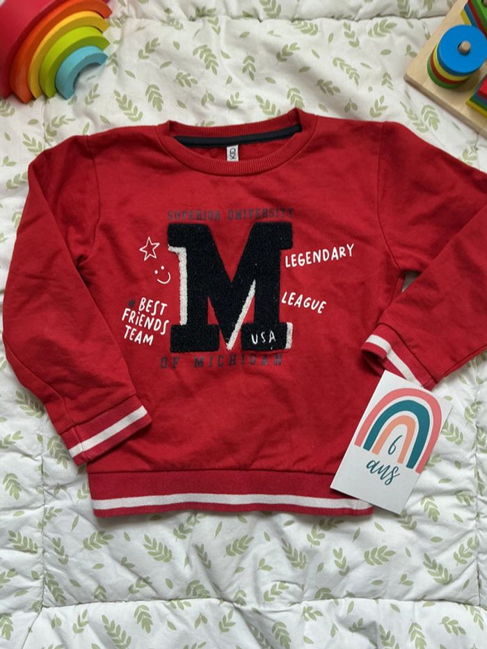 sweat rouge impression devant 6 ans NPO - photo numéro 2