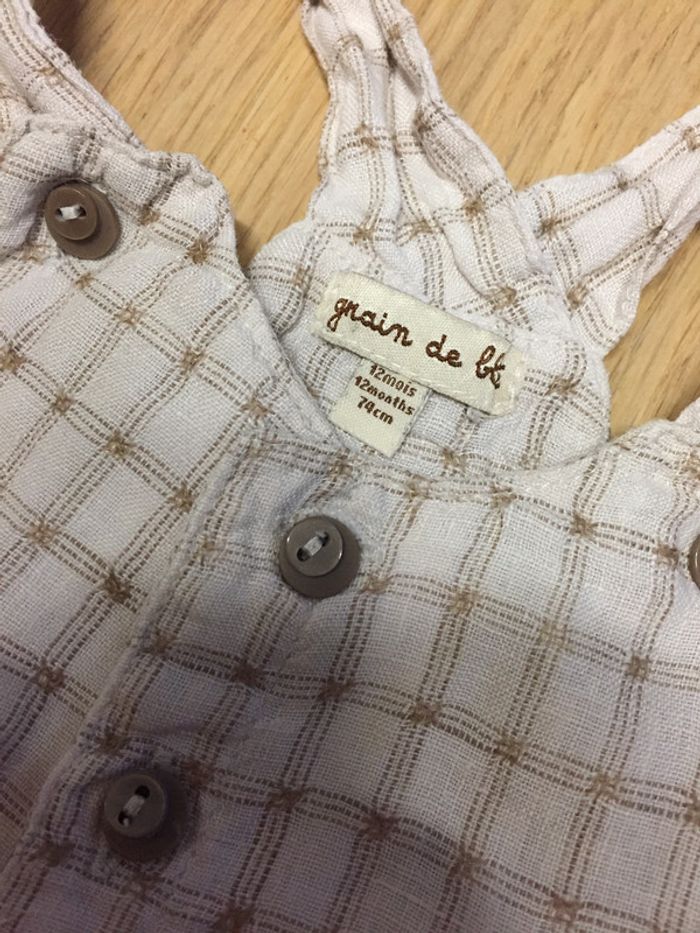 Salopette short lin - Grain de blé - 12m - photo numéro 4