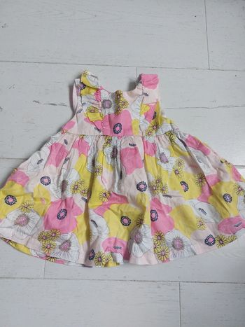 Robe à fleurs jaune rose DPAM Taille 6 mois