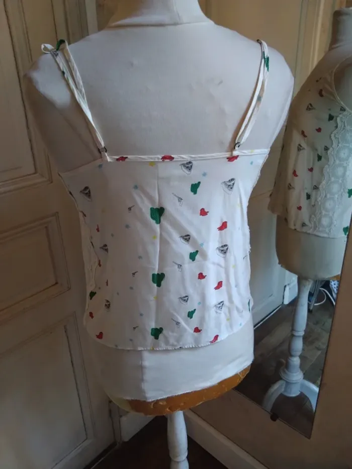 Débardeur / Caraco Bel Air T1 36 100% soie dentellesbohème - photo numéro 5