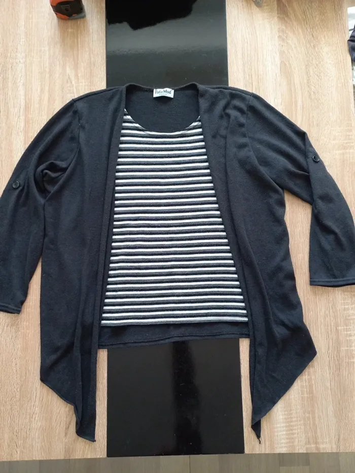 Pull femme noir et blanc T48 - photo numéro 15