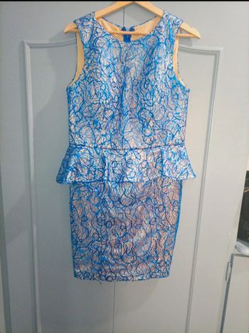 Robe chics jupe droite Bleu beige crème Vienna collection taille XL