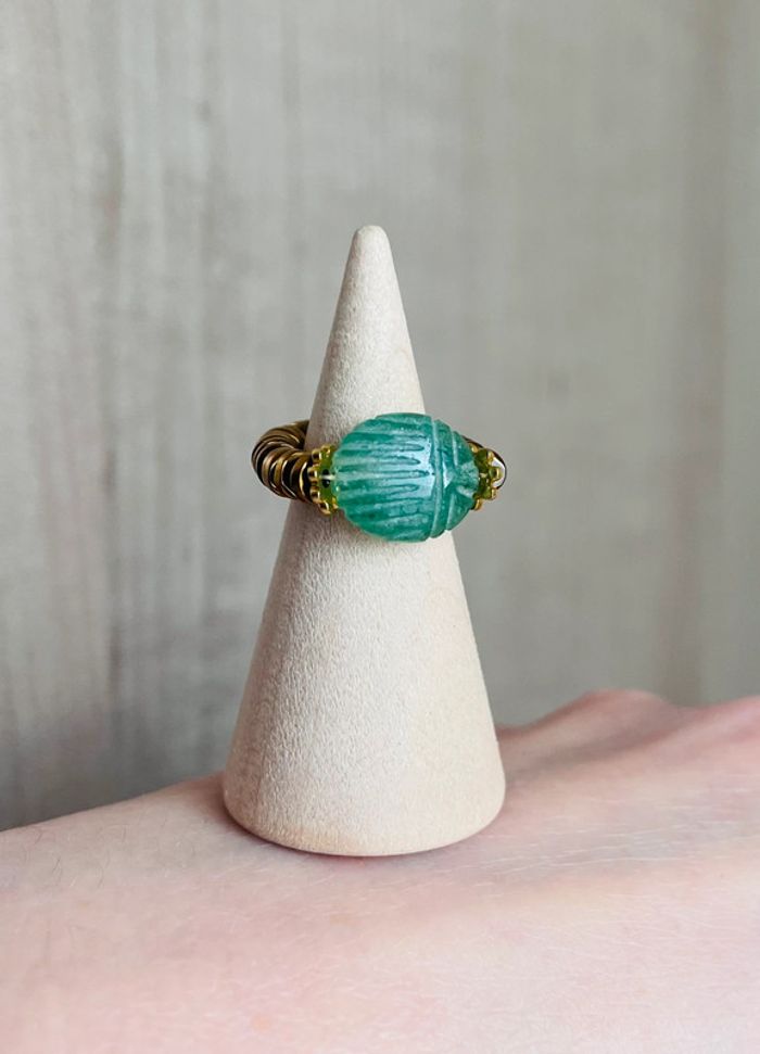 Bague amulette scarabée Aventurine - photo numéro 2